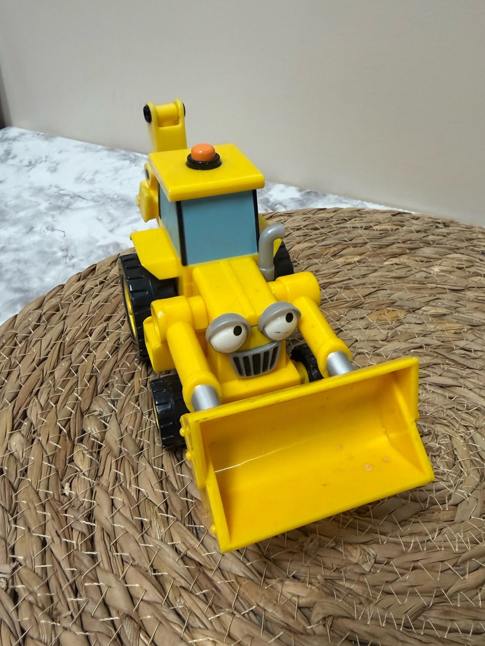 Yellow Kids Front Loader Toy Bulldozer with Expressive Eyes